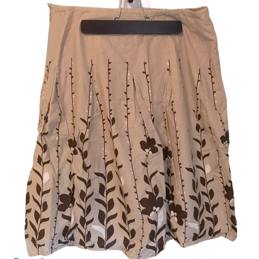 Apt 9 Brown Leaf Print A-Line Skirt